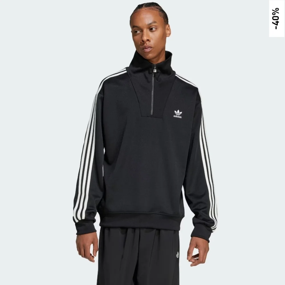 Adidas Adicolor Funnel Neck Pullover Black 1/4 Zip Track Jacket Small NWT